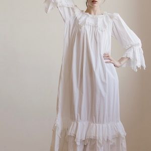 1970s Victorian Style white cotton dress (OBO)